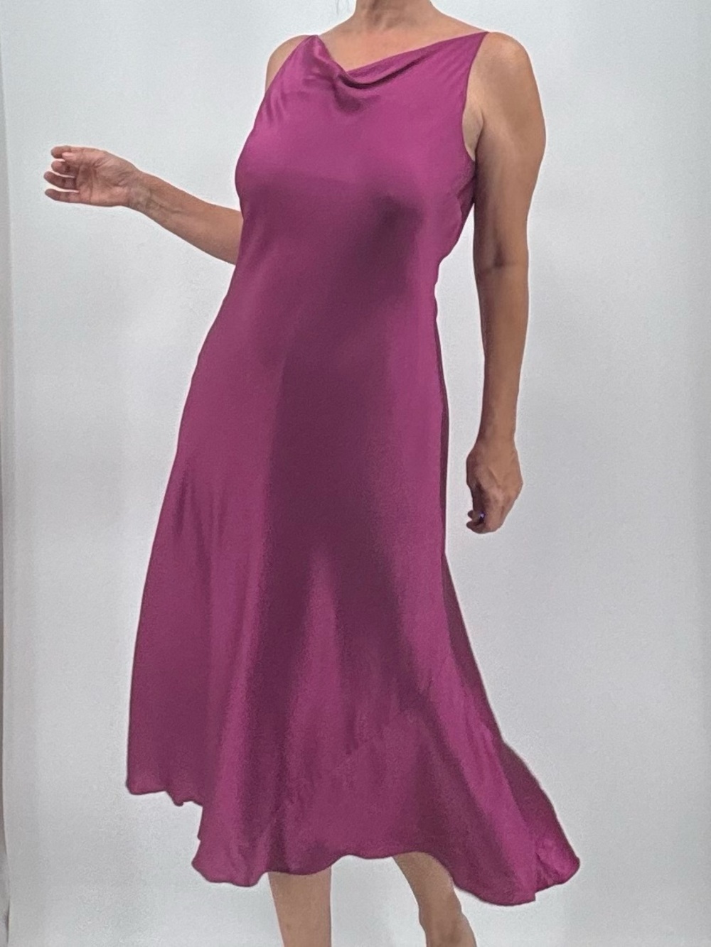 Vintage 90s Newport News Minimalist Silk Brooch Glam Evening Maxi Slip Dress